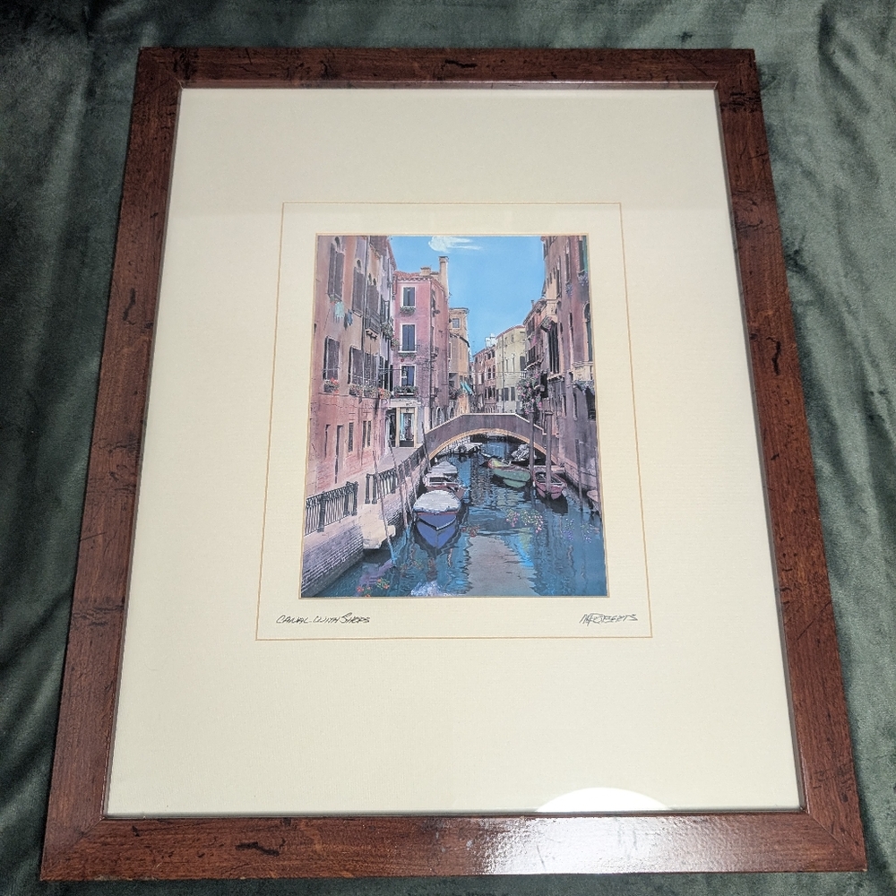 Martin Roberts Canal With Shop Art Print. Venice Art